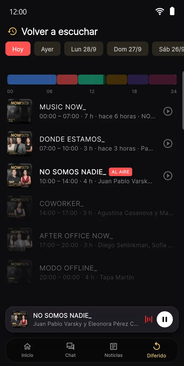 Diferido en la app de Radio NOW 97.9: los programas de cada día para volver a escuchar